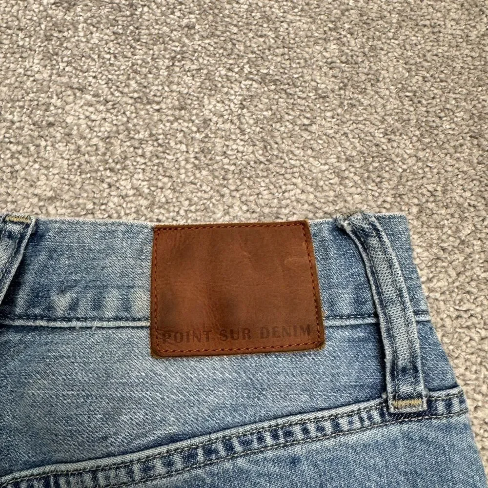 J.Crew Point Sur Slim Boy Straight High Rise Denim Jeans Womens 24 Blue Raw Hem